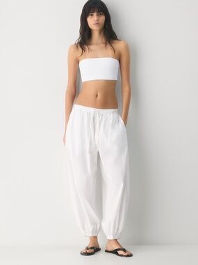 Aritzia Little Moon Abroad Poplin Balloon Pant Bright White Women's Small NEW